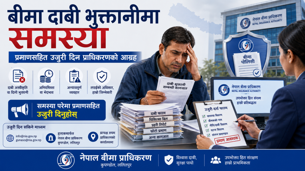 बीमा दाबी भुक्तानीमा समस्या भए प्रमाणसहित उजुरी दिन प्राधिकरणको आग्रह